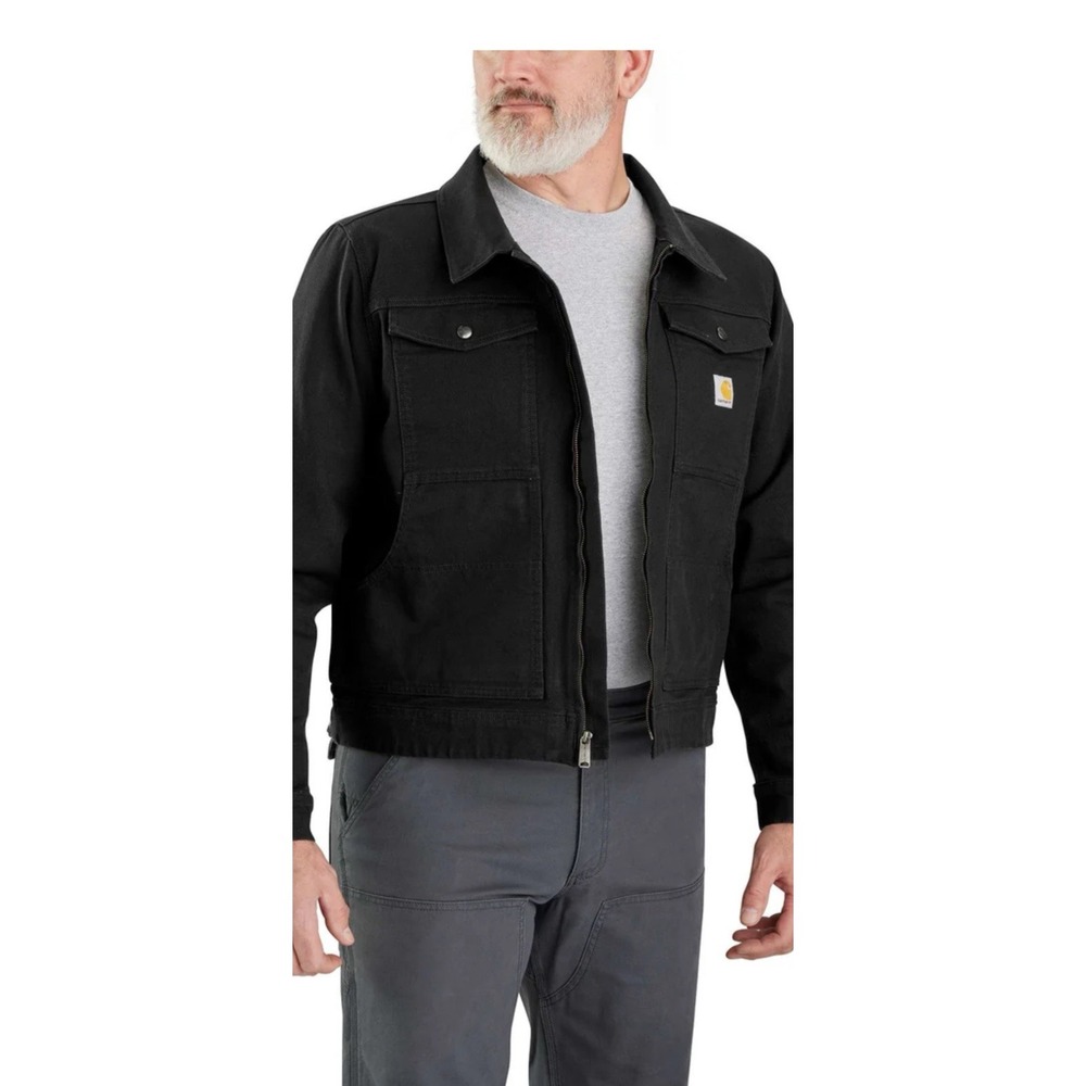 Carhartt Men's Small Cotton Duck Berwick Relaxed Fit Jacket Black Canvas